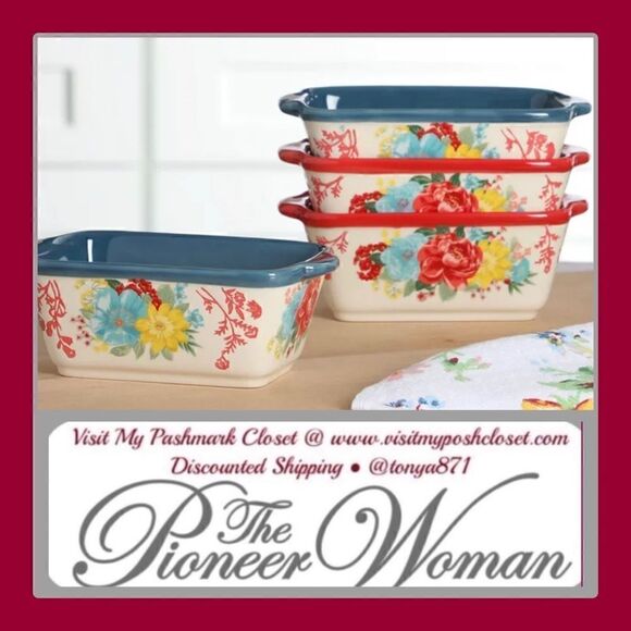 🦋 New Pioneer Woman Fancy Flourish Mini Loaf Pans, Qty of 4 - Picture 1 of 5